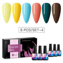 Load image into Gallery viewer, 6pcs/set Color Nail Gel Polish Set For Manicure Vernis Semi Permanent Base Top Coat Soak Off UV LED Nails Gel Varnish Nail Art