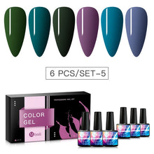 Load image into Gallery viewer, 6pcs/set Color Nail Gel Polish Set For Manicure Vernis Semi Permanent Base Top Coat Soak Off UV LED Nails Gel Varnish Nail Art