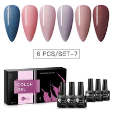 Load image into Gallery viewer, 6pcs/set Color Nail Gel Polish Set For Manicure Vernis Semi Permanent Base Top Coat Soak Off UV LED Nails Gel Varnish Nail Art