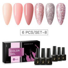 Load image into Gallery viewer, 6pcs/set Color Nail Gel Polish Set For Manicure Vernis Semi Permanent Base Top Coat Soak Off UV LED Nails Gel Varnish Nail Art