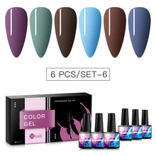 Load image into Gallery viewer, 6pcs/set Color Nail Gel Polish Set For Manicure Vernis Semi Permanent Base Top Coat Soak Off UV LED Nails Gel Varnish Nail Art