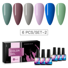 Load image into Gallery viewer, 6pcs/set Color Nail Gel Polish Set For Manicure Vernis Semi Permanent Base Top Coat Soak Off UV LED Nails Gel Varnish Nail Art