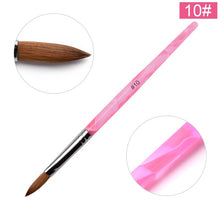 Load image into Gallery viewer, KADS Acrylic Nail Brush Crimped 100% Kolinsky Sable UV Poly Gel Brush Gel Builder Manicure Brush Flat Round Red Wood Nail Brush