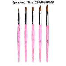 Load image into Gallery viewer, KADS Acrylic Nail Brush Crimped 100% Kolinsky Sable UV Poly Gel Brush Gel Builder Manicure Brush Flat Round Red Wood Nail Brush
