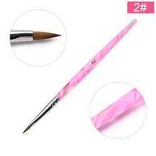 Load image into Gallery viewer, KADS Acrylic Nail Brush Crimped 100% Kolinsky Sable UV Poly Gel Brush Gel Builder Manicure Brush Flat Round Red Wood Nail Brush