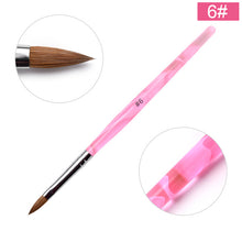 Load image into Gallery viewer, KADS Acrylic Nail Brush Crimped 100% Kolinsky Sable UV Poly Gel Brush Gel Builder Manicure Brush Flat Round Red Wood Nail Brush