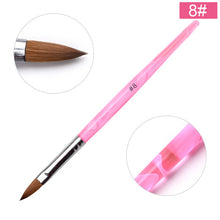Load image into Gallery viewer, KADS Acrylic Nail Brush Crimped 100% Kolinsky Sable UV Poly Gel Brush Gel Builder Manicure Brush Flat Round Red Wood Nail Brush
