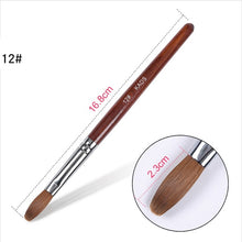 Load image into Gallery viewer, KADS Acrylic Nail Brush Crimped 100% Kolinsky Sable UV Poly Gel Brush Gel Builder Manicure Brush Flat Round Red Wood Nail Brush