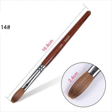 Load image into Gallery viewer, KADS Acrylic Nail Brush Crimped 100% Kolinsky Sable UV Poly Gel Brush Gel Builder Manicure Brush Flat Round Red Wood Nail Brush
