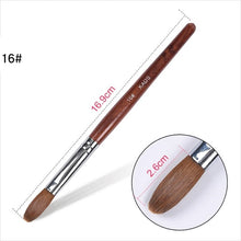 Load image into Gallery viewer, KADS Acrylic Nail Brush Crimped 100% Kolinsky Sable UV Poly Gel Brush Gel Builder Manicure Brush Flat Round Red Wood Nail Brush