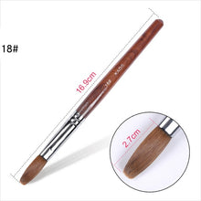 Load image into Gallery viewer, KADS Acrylic Nail Brush Crimped 100% Kolinsky Sable UV Poly Gel Brush Gel Builder Manicure Brush Flat Round Red Wood Nail Brush