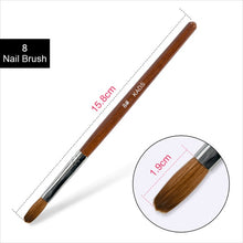 Load image into Gallery viewer, KADS Acrylic Nail Brush Crimped 100% Kolinsky Sable UV Poly Gel Brush Gel Builder Manicure Brush Flat Round Red Wood Nail Brush