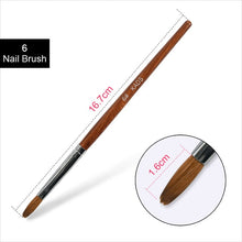 Load image into Gallery viewer, KADS Acrylic Nail Brush Crimped 100% Kolinsky Sable UV Poly Gel Brush Gel Builder Manicure Brush Flat Round Red Wood Nail Brush