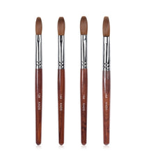 Load image into Gallery viewer, KADS Acrylic Nail Brush Crimped 100% Kolinsky Sable UV Poly Gel Brush Gel Builder Manicure Brush Flat Round Red Wood Nail Brush