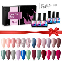 Load image into Gallery viewer, 6pcs/set Color Nail Gel Polish Set For Manicure Vernis Semi Permanent Base Top Coat Soak Off UV LED Nails Gel Varnish Nail Art