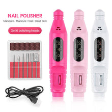 Load image into Gallery viewer, 1Set USB Charging Electric Nail Drill Machine Kit Remove Polish Nail Art Pen Pedicure Nail File Manicure Machine Nail Art Tools