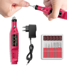Load image into Gallery viewer, 1 conjunto de potência profissional máquina manicure elétrica caneta pedicure prego arquivo ferramentas 6 bits broca prego máquina broca equipamento
