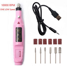 Load image into Gallery viewer, 1 conjunto de potência profissional máquina manicure elétrica caneta pedicure prego arquivo ferramentas 6 bits broca prego máquina broca equipamento