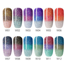 Load image into Gallery viewer, 12pcs/kit Magic Thermal Chameleon Nail Varnish Gel Soak off UV LED Gel Lacquer GDCOCO Temperature Change Glitter Gel Polish