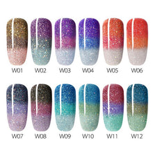 Load image into Gallery viewer, 12pcs/kit Magic Thermal Chameleon Nail Varnish Gel Soak off UV LED Gel Lacquer GDCOCO Temperature Change Glitter Gel Polish