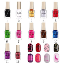 Load image into Gallery viewer, LULAA 6ml 12 Colors Nail Gel Oil Stamping Nail Polish DIY Stamping Nail Lacquer for Christmas Nail Art Painting Printing Varnish