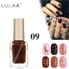 Load image into Gallery viewer, LULAA 6ml 12 Colors Nail Gel Oil Stamping Nail Polish DIY Stamping Nail Lacquer for Christmas Nail Art Painting Printing Varnish