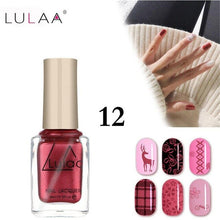 Load image into Gallery viewer, LULAA 6ml 12 Colors Nail Gel Oil Stamping Nail Polish DIY Stamping Nail Lacquer for Christmas Nail Art Painting Printing Varnish